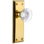 Grandeur Fifth Avenue Solid Brass Rose Privacy Door Knob Set with Bordeaux Crystal Knob and 2-3/4" Backset Polished Brass