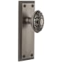 Grandeur Fifth Avenue Solid Brass Rose Privacy Door Knob Set with Grande Victorian Knob and 2-3/4" Backset Antique Pewter