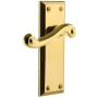 Grandeur Fifth Avenue Solid Brass Rose Right Handed Privacy Door Lever Set with Newport Lever and 2-3/4" Backset Lifetime Brass