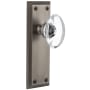 Grandeur Fifth Avenue Solid Brass Rose Privacy Door Knob Set with Provence Crystal Knob and 2-3/4" Backset Antique Pewter