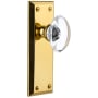 Grandeur Fifth Avenue Solid Brass Rose Privacy Door Knob Set with Provence Crystal Knob and 2-3/4" Backset Polished Brass