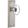 Grandeur Fifth Avenue Solid Brass Rose Privacy Door Knob Set with Provence Crystal Knob and 2-3/4" Backset Satin Nickel