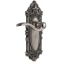 Grandeur Grande Victorian Solid Brass Rose Right Handed Privacy Door Lever Set with Bellagio Lever and 2-3/4" Backset Antique Pewter