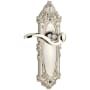 Grandeur Grande Victorian Solid Brass Rose Right Handed Privacy Door Lever Set with Bellagio Lever and 2-3/4" Backset Polished Nickel