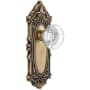 Grandeur Grande Victorian Solid Brass Rose Privacy Door Knob Set with Bordeaux Crystal Knob and 2-3/4" Backset Vintage Brass