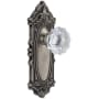 Grandeur Grande Victorian Solid Brass Rose Privacy Door Knob Set with Fontainebleau Crystal Knob and 2-3/4" Backset Antique Pewter