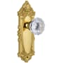 Grandeur Grande Victorian Solid Brass Rose Privacy Door Knob Set with Fontainebleau Crystal Knob and 2-3/4" Backset Lifetime Brass
