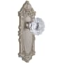 Grandeur Grande Victorian Solid Brass Rose Privacy Door Knob Set with Fontainebleau Crystal Knob and 2-3/4" Backset Satin Nickel
