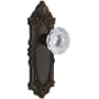 Grandeur Grande Victorian Solid Brass Rose Privacy Door Knob Set with Fontainebleau Crystal Knob and 2-3/4" Backset Timeless Bronze