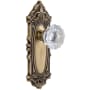 Grandeur Grande Victorian Solid Brass Rose Privacy Door Knob Set with Fontainebleau Crystal Knob and 2-3/4" Backset Vintage Brass
