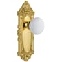 Grandeur Grande Victorian Solid Brass Rose Privacy Door Knob Set with Hyde Park Knob and 2-3/4" Backset Polished Brass