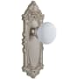 Grandeur Grande Victorian Solid Brass Rose Privacy Door Knob Set with Hyde Park Knob and 2-3/4" Backset Satin Nickel