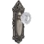 Grandeur Grande Victorian Solid Brass Rose Privacy Door Knob Set with Versailles Crystal Knob and 2-3/4" Backset Antique Pewter