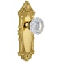 Grandeur Grande Victorian Solid Brass Rose Privacy Door Knob Set with Versailles Crystal Knob and 2-3/4" Backset Lifetime Brass