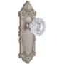 Grandeur Grande Victorian Solid Brass Rose Privacy Door Knob Set with Versailles Crystal Knob and 2-3/4" Backset Satin Nickel
