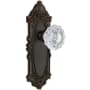 Grandeur Grande Victorian Solid Brass Rose Privacy Door Knob Set with Versailles Crystal Knob and 2-3/4" Backset Timeless Bronze