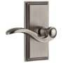 Grandeur Carre Solid Brass Rose Left Handed Privacy Door Lever Set with Bellagio Lever and 2-3/4" Backset Antique Pewter