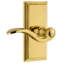 Grandeur Carre Solid Brass Rose Left Handed Privacy Door Lever Set with Bellagio Lever and 2-3/4" Backset Lifetime Brass