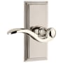 Grandeur Carre Solid Brass Rose Left Handed Privacy Door Lever Set with Bellagio Lever and 2-3/4" Backset Polished Nickel