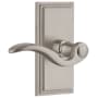 Grandeur Carre Solid Brass Rose Left Handed Privacy Door Lever Set with Bellagio Lever and 2-3/4" Backset Satin Nickel