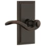Grandeur Carre Solid Brass Rose Left Handed Privacy Door Lever Set with Bellagio Lever and 2-3/4" Backset Timeless Bronze