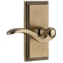 Grandeur Carre Solid Brass Rose Left Handed Privacy Door Lever Set with Bellagio Lever and 2-3/4" Backset Vintage Brass