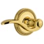 Grandeur Newport Solid Brass Left Handed Privacy Set with Bellagio Lever and 2-3/4" Backset Polished Brass