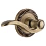 Grandeur Newport Solid Brass Left Handed Privacy Set with Bellagio Lever and 2-3/4" Backset Vintage Brass