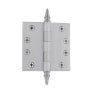 Grandeur 4 x 4 Inch Plain Bearing Square Corner Mortise Door Hinge with Steeple Finial - Single Hinge Satin Nickel