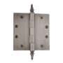 Grandeur 4.5 x 4.5 Inch Plain Bearing Square Corner Mortise Door Hinge with Steeple Finial - Single Hinge Antique Pewter