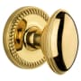 Grandeur Newport Solid Brass Rose Privacy Door Knob Set with Eden Prairie Knob and 2-3/4" Backset Polished Brass