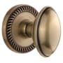Grandeur Newport Solid Brass Rose Privacy Door Knob Set with Eden Prairie Knob and 2-3/4" Backset Vintage Brass