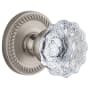 Grandeur Newport Solid Brass Rose Privacy Door Knob Set with Fontainebleau Crystal Knob and 2-3/4" Backset Satin Nickel