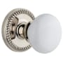 Grandeur Newport Solid Brass Rose Privacy Door Knob Set with Hyde Park Knob and 2-3/4" Backset Polished Nickel