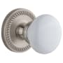 Grandeur Newport Solid Brass Rose Privacy Door Knob Set with Hyde Park Knob and 2-3/4" Backset Satin Nickel