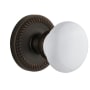 Grandeur Newport Solid Brass Rose Privacy Door Knob Set with Hyde Park Knob and 2-3/4" Backset Timeless Bronze