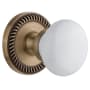 Grandeur Newport Solid Brass Rose Privacy Door Knob Set with Hyde Park Knob and 2-3/4" Backset Vintage Brass