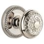 Grandeur Newport Solid Brass Rose Privacy Door Knob Set with Windsor Knob and 2-3/4" Backset Polished Nickel