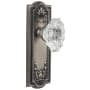 Grandeur Parthenon Solid Brass Rose Privacy Door Knob Set with Biarritz Crystal Knob and 2-3/4" Backset Antique Pewter