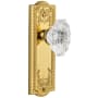 Grandeur Parthenon Solid Brass Rose Privacy Door Knob Set with Biarritz Crystal Knob and 2-3/4" Backset Polished Brass