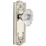Grandeur Parthenon Solid Brass Rose Privacy Door Knob Set with Biarritz Crystal Knob and 2-3/4" Backset Polished Nickel