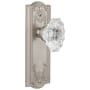 Grandeur Parthenon Solid Brass Rose Privacy Door Knob Set with Biarritz Crystal Knob and 2-3/4" Backset Satin Nickel
