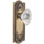 Grandeur Parthenon Solid Brass Rose Privacy Door Knob Set with Biarritz Crystal Knob and 2-3/4" Backset Vintage Brass
