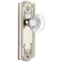 Grandeur Parthenon Solid Brass Rose Privacy Door Knob Set with Bordeaux Crystal Knob and 2-3/4" Backset Polished Nickel