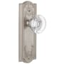Grandeur Parthenon Solid Brass Rose Privacy Door Knob Set with Bordeaux Crystal Knob and 2-3/4" Backset Satin Nickel