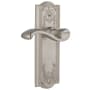 Grandeur Parthenon Solid Brass Rose Right Handed Privacy Door Lever Set with Portofino Door Lever Set and 2-3/4" Backset Satin Nickel