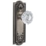 Grandeur Parthenon Solid Brass Rose Privacy Door Knob Set with Versailles Crystal Door Knob Set and 2-3/4" Backset Antique Pewter
