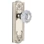 Grandeur Parthenon Solid Brass Rose Privacy Door Knob Set with Versailles Crystal Door Knob Set and 2-3/4" Backset Polished Nickel