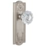Grandeur Parthenon Solid Brass Rose Privacy Door Knob Set with Versailles Crystal Door Knob Set and 2-3/4" Backset Satin Nickel