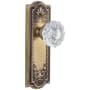Grandeur Parthenon Solid Brass Rose Privacy Door Knob Set with Versailles Crystal Door Knob Set and 2-3/4" Backset Vintage Brass